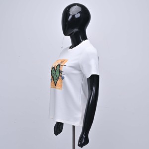 Premium Quality Custom Logo Womens <b>Sequin</b> Chenille <b>T</b>-<b>Shirt</b> Unique Embroidery Custom Colors Short Sleeve Crew Neck Breathable - Product Image 4