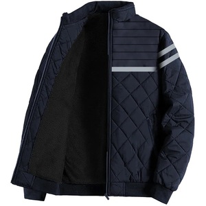 <b>Men</b> Q Jacket <b>Black</b> Stand Collar Zipper Closure Windproof Winter Casual Outerwear Polyester Wadding Thick Regular - Product Image 3