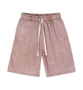 Shorts de sport pour homme en coton, coupe oversize, longueur genou, avec cordon de serrage, séchage rapide, style Oxford délavé, personnalisables, pour l'été - Product Image 1