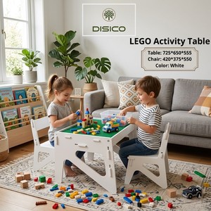 <b>Adjustable</b> Wooden Kids Activity <b>Table</b> With Chair Set For Reading And Playtime Scandinavian Style - Product Image 4