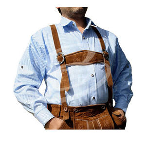 Camisa Tradicional Alemana para Hombre, Diseño a Cuadros Oktoberfest, Antiarrugas, Transpirable, Tela de Poliéster Satinado, Corte Regular de Verano - Product Image 3