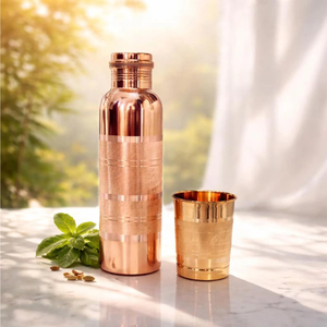 Botellas de Agua de Cobre - Botellas de Cobre Sólido Hechas a Mano, Botellas de Agua de Cobre para Beber, Diseño Único, Acabado Brillante y Pulido - Product Image 3