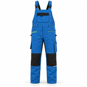 Custom Logo Men's Cotton Breathable Work Bib Overalls with Reinforced <b>Knees</b> Cargo Pockets Adjustable <b>Straps</b>-Workshop Uniform - Product Image 2