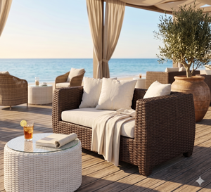 Modern Outdoor Rattan <b>Sofa</b> Loveseat Synthetic Wicker Patio Couch Garden Double Sized Lounge Chair Resort Furniture - Product Image 2