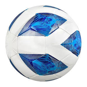 Ballon de football blanc et bleu de haute qualité avec logo imprimé, durable, style populaire, pour l'entraînement et les matchs - Product Image 1