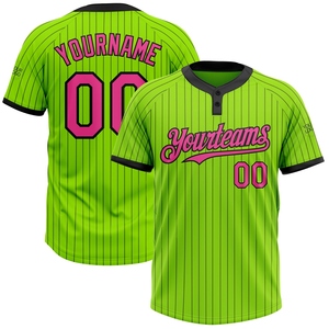 Venta al por mayor directa de la industria: Jersey de sóftbol unisex con dos botones, personalizado, negro y azul, con hojas de palma tropicales 3D de Hawái, el más vendido. - Product Image 4