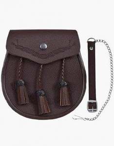 Sac bandoulière Sporran en cuir de vachette véritable à motif tartan écossais Eoin Winston Sports avec panneau en cuir de vachette et fermoir à chaîne - Product Image 5