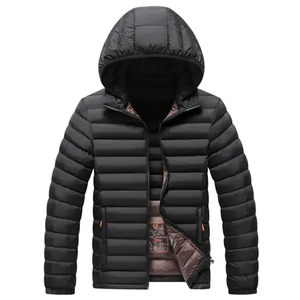 Chaquetas de Plumón para Hombre, Casuales, para Exteriores, Cálidas, con Logotipo Personalizado, de Nailon Negro con Capucha, para Invierno - Product Image 2