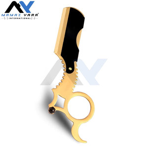 Rasoir droit professionnel plaqué or pour barbier, rasoir droit à anneau unique pour hommes, rasoirs de haute qualité avec logo personnalisé gravé - Product Image 4