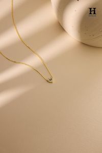 Collier en argent sterling 925 plaqué or 18 carats avec pendentif cœur ouvert délicat et diamants de laboratoire pavés, pour femme, usage quotidien - Product Image 2