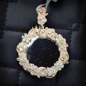 Pendentif Mémoire Photo en Argent Rhodié avec Moissanite Tailles Multiples Style Hip Hop Bijoux Fins pour Hommes Breloques de Mariage - Product Image 3