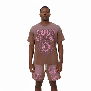 Conjunto de Camiseta de Verano de Dos Piezas con Logotipo Personalizado, Impresión DTF, Tejido Transpirable, Estilo Hip-Hop, Tallas Grandes, para Hombre - Product Image 5