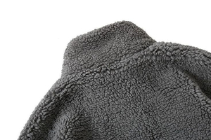 Custom High Quality Embroidered Logo Stand Collar Front <b>Shearling</b> Sherpa <b>Jacket</b> Warm Zip-Up Eco-Friendly Breathable <b>Men</b> - Product Image 3