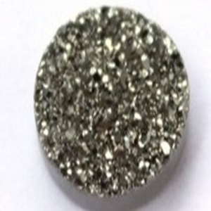 Piedras de Ágata Plateada Oscura 100% Naturales, Druzy, Planas y Redondas, de Alta Calidad con Efecto de Color/Fuego, Recubiertas, Tamaños de 8-13mm - Product Image 3