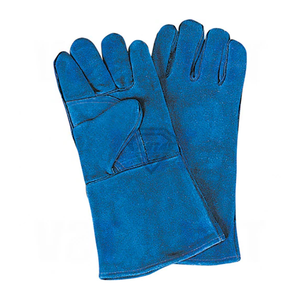 Custom Blue Split Cow Leather Welding <b>Gloves</b> Heat Resistant Safety Work <b>Gloves</b> <b>Long</b> Cuff Industrial Protective <b>Gloves</b> - Product Image 2