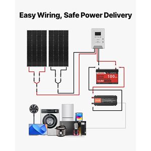 Kit Completo di Energia Solare 400W 12V con 2 Pannelli Solari Monocristallini da 200W, Batteria LiFePO4 12.8V 100Ah e Regolatore di Carica MPPT 40A - Product Image 6