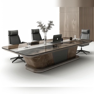 Luxury Marble Print HPL Executive Desk E1 Plywood Build 2400mm Wide <b>Office</b> <b>Table</b> With Durable Liner Grade Laminate Surface - Product Image 5