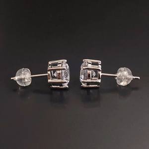 Boucles d'oreilles minimalistes simples en argent sterling avec topaze blanche en forme de cercle, pierre de naissance, aspect diamant, cadeau pour femme - Product Image 2