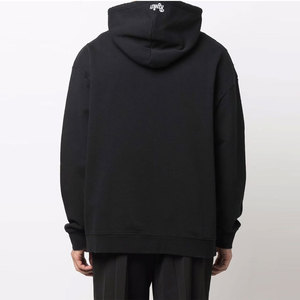 Black <b>Men's</b> Hooded Sweatshirt Oversized Streetwear Cartoon Print Cotton Knitted <b>Pullover</b> Front Logo Autumn Wear - Product Image 2