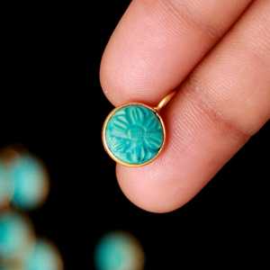 AAA Turquoise Flower Pendant 925 Sterling <b>Silver</b> Gemstone Jewelry Hand Carved Turquoise Charm Natural Stone Pendant For Jewelry - Product Image 2