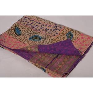 Handmade Vintage Cotton Kantha Suzani <b>Quilt</b> Floral Embroidery Boho Indian Eco-Friendly Washable All-Season Bedspread <b>Throw</b> - Product Image 5