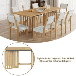 Set da Pranzo Stile Fattoria 9 Pezzi con Tavolo Allungabile da 213 cm, 8 Sedie Imbottite e 2 Prolunghe Rimovibili da 30 cm - Product Image 4