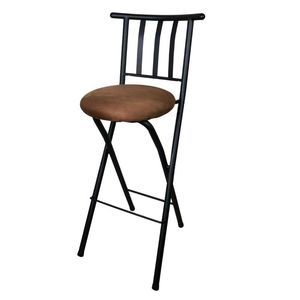 Modern Adjustable Steel Folding <b>Bar</b> <b>Stool</b> with Slat <b>Back</b> and Microfiber Seat - Product Image 1