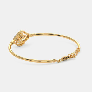 Gold Floral Eye Motif Diamond <b>Bangle</b> <b>Bracelet</b> - Product Image 4