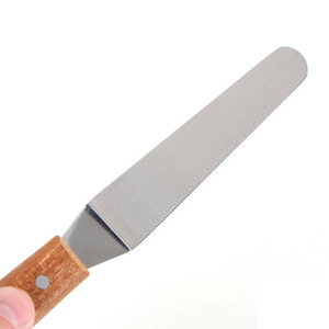 Spatule mini offset en acier inoxydable de qualité alimentaire 22 cm, manche en bois naturel, lame flexible de 0,5 mm, outil de sécurité alimentaire résistant à la rouille - Product Image 5