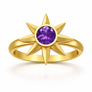 Amethyst CZ 925 Sterling Silver Sun Round <b>Stacking</b> Engagement <b>Ring</b> For Women Jewelry Gift - Product Image 2