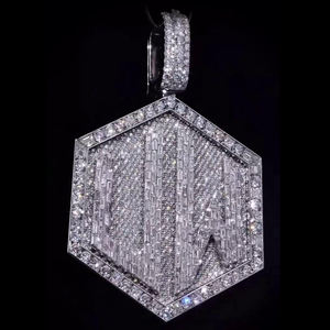 Luxury Iced Out Hexagon <b>Letter</b> Pendant with White Moissanite Hip Hop Jewellery Bling <b>Necklace</b> Ice - Product Image 3