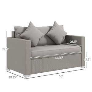 Set da Patio in Rattan Bianco Crema 5 Pezzi con Divano, Chaise Longue, Tavolino, Poggiapiedi e Cuscini Inclusi | - Product Image 3
