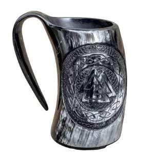 Wholesale Natural Buffalo Viking Drinking Horn Handmade Eco-Friendly Medieval Beer Mead Mug with Vintage Design Handle <b>Accessory</b> - Product Image 4
