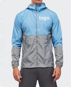 Men's Stylish Summer Knitted <b>Windbreaker</b> Jacket Custom Fashion Solid Warm with Hooded Collar and Thin Zipper Wholesale Set - Product Image 6