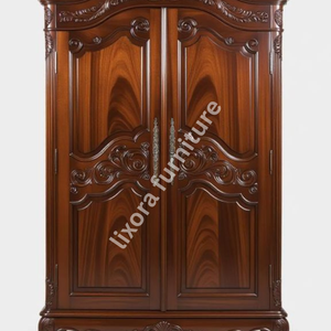 Armario de Madera Maciza de Lujo Hecho a Mano con 2 Puertas, Tallado Victoriano Ornamentado, Acabado Pulido - Product Image 3