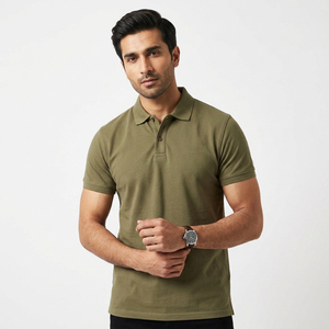 Camisa Polo de Corte Clásico, Tela de Algodón, Manga Corta, Ropa Casual de Moda para Hombre con Diseño de Cuello Acanalado - Product Image 1