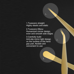 Pinzas Profesionales 3D de Acero Inoxidable para Cejas, Pinzas para Extensión de Pestañas Postizas, Herramientas de Maquillaje - Product Image 3
