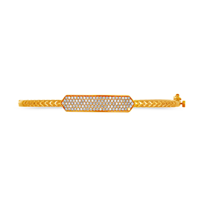 Elegant Pavé Diamond Bar Gold <b>Bangle</b> <b>Bracelet</b> for Women | Twisted Gold Diamond <b>Bangle</b> | Modern Luxury Fine Jewelry - Product Image 1
