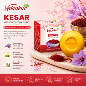Vedankur Kesar Aromatherapy <b>Soap</b> Bar Kesar Extract Cake-Shaped Antiseptic Oil Control for Rejuvenating Skin Glow Suitable for - Product Image 3