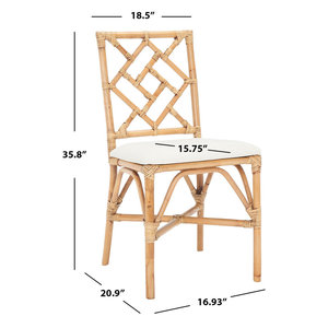 Chaise de salle à manger vintage en rotin naturel, chaise d'appoint carrée en osier, chaise sans accoudoirs en cannage tressé à la main pour la maison, le café, l'hôtel - Product Image 6