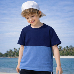 Wholesale 100% Cotton Kids Color Block T Shirt OEM Custom Logo Soft Breathable Children Tee Toddler <strong>Boys</strong> Summer Top 1-8 Years - Product Image 1