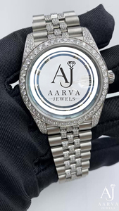 AARVA JEWELS นาฬิกาข้อมือสตรีสแตนเลสหรูหราขอบเพชร 20 มม. 36 มม. หน้าปัดควอตซ์อะนาล็อกคริสตัลแซฟไฟร์ มิโยตะ - Product Image 2