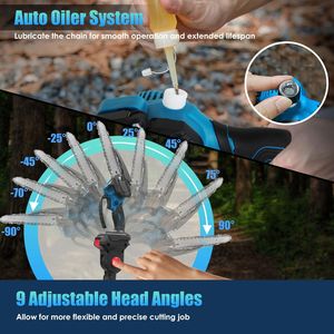 Sierra de podar eléctrica inalámbrica 2 en 1 con 8 cables, minisierra de cadena de 21 V y 3.0 Ah, con baterías y longitud ajustable, con 2 postes de extensión - Product Image 5