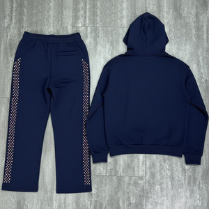 Custom Solid Rhinestone Zip Hoodie Acid Washed Men's <b>Hoodies</b> <b>Lightweight</b> 100% Cotton Sweatshirt Set Luxury Diamond - Product Image 2