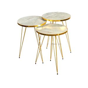 Elegant Bedside <b>Table</b> in Marble With <b>Gold</b> Plated Accents Perfect for Stylish Home Decor - Product Image 1