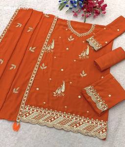 Conjunto Salwar de Calidad Premium con Bordado de Lentejuelas, de Longitud Media, Semi-Confeccionado, a Juego con Traje, Proveedor Indio - Product Image 5