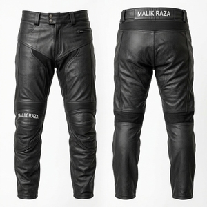 Pantalon de moto en cuir véritable fait main, sur mesure, pour homme et femme, taille personnalisée, pour la conduite - Product Image 6