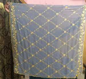 Wholesale Factory Chiffon <b>Shawl</b> Gold Floral Border Embellished Scalloped Edge Women Evening Wear OEM ODM Custom - Product Image 3