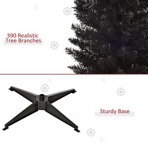 Albero di Natale Artificiale Nero Sottile da 1,8 m con 390 Punte Realistiche e Supporto in Plastica - Product Image 5