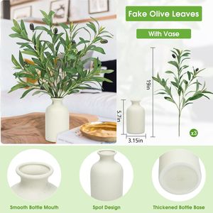 Plantas Artificiales Elegantes para Decoración de Interiores de Oficina, Plantas de Olivo Artificiales con Frutos en Macetas - Product Image 3